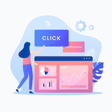 Click through rate illustration concept. Illustration for websites, landing pages, mobile applications, posters and banners.