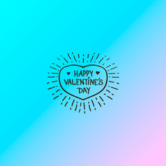 simple vector illustration of hand drawn heart with rays around and the inscription congratulations on Valentine's Day