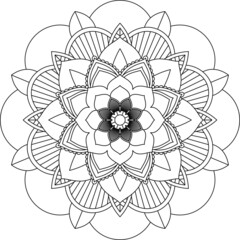 Easy Mandala coloring book simple and basic for beginners, seniors and children. Set of Mehndi flower pattern for Henna drawing and tattoo. Decoration in ethnic oriental, Indian style.