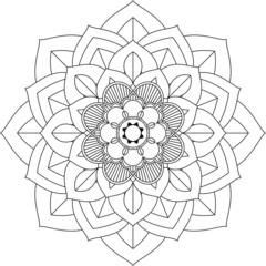 Easy Mandala coloring book simple and basic for beginners, seniors and children. Set of Mehndi flower pattern for Henna drawing and tattoo. Decoration in ethnic oriental, Indian style.