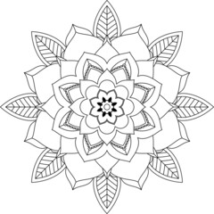 Easy Mandala coloring book simple and basic for beginners, seniors and children. Set of Mehndi flower pattern for Henna drawing and tattoo. Decoration in ethnic oriental, Indian style.