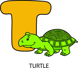 Vector illustration of educational alphabet card with cartoon animal for kids