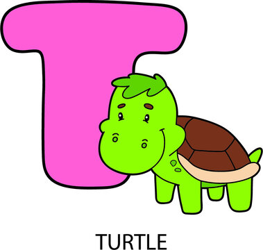 Vector illustration of educational alphabet card with cartoon animal for kids