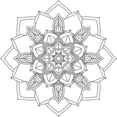 Easy Mandala coloring book simple and basic for beginners, seniors and children. Set of Mehndi flower pattern for Henna drawing and tattoo. Decoration in ethnic oriental, Indian style.