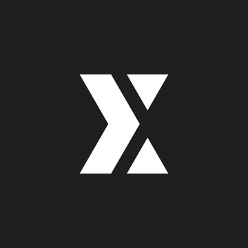 abstract letter x arrow negative space geometric logo vector