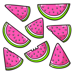 Vector summer cartoon cut watermelons set © boyusya