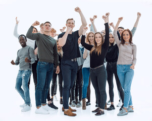 diverse group of happy young people standing together