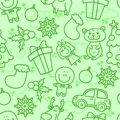 Vector Christmas cute seamless pattern with Christmas elements