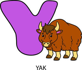 Vector illustration of educational alphabet card with cartoon animal for kids