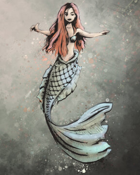 Digital artwork - mermaid in the water