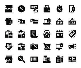 black friday calin basic line icons pack.