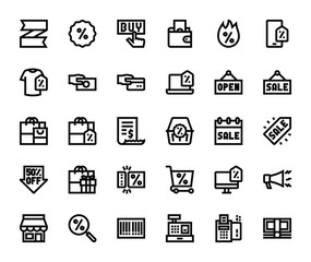 black friday calin basic line icons pack.