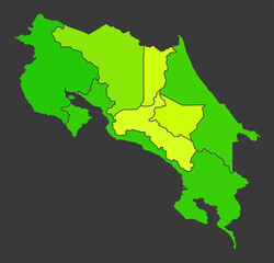 Costa Rica population heat map as color density illustration