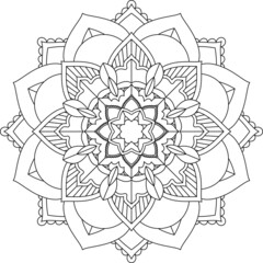 Easy Mandala coloring book simple and basic for beginners, seniors and children. Set of Mehndi flower pattern for Henna drawing and tattoo. Decoration in ethnic oriental, Indian style.