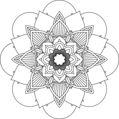 Easy Mandala coloring book simple and basic for beginners, seniors and children. Set of Mehndi flower pattern for Henna drawing and tattoo. Decoration in ethnic oriental, Indian style.