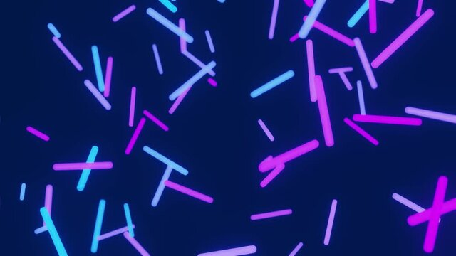 Falling glowing neon 3D lines or stripes. Seamless