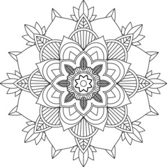 Easy Mandala coloring book simple and basic for beginners, seniors and children. Set of Mehndi flower pattern for Henna drawing and tattoo. Decoration in ethnic oriental, Indian style.