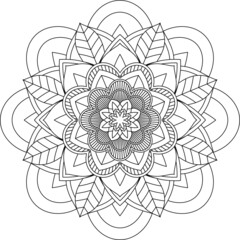 Easy Mandala coloring book simple and basic for beginners, seniors and children. Set of Mehndi flower pattern for Henna drawing and tattoo. Decoration in ethnic oriental, Indian style.