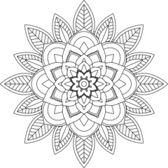 Easy Mandala coloring book simple and basic for beginners, seniors and children. Set of Mehndi flower pattern for Henna drawing and tattoo. Decoration in ethnic oriental, Indian style.