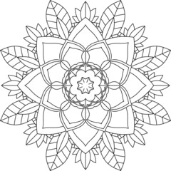 Easy Mandala coloring book simple and basic for beginners, seniors and children. Set of Mehndi flower pattern for Henna drawing and tattoo. Decoration in ethnic oriental, Indian style.