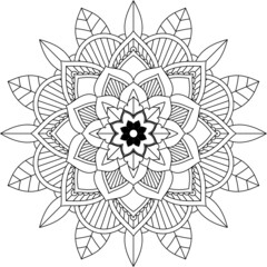 Fototapeta premium Easy Mandala coloring book simple and basic for beginners, seniors and children. Set of Mehndi flower pattern for Henna drawing and tattoo. Decoration in ethnic oriental, Indian style.