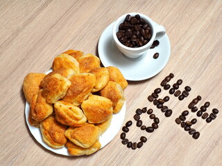 Fresh curd cookies with coffee