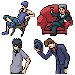 pixel art set isolated cool man