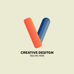 Creative Design Lowercase Letter V Company Vector Logo Design