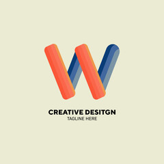 Creative Design Lowercase Letter W Company Vector Logo Design