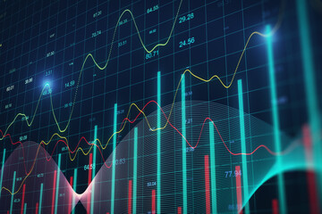 Digital virtual screen with stock data.