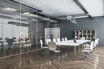 Modern meeting room interior with large meeting table