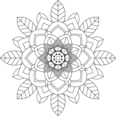 Easy Mandala coloring book simple and basic for beginners, seniors and children. Set of Mehndi flower pattern for Henna drawing and tattoo. Decoration in ethnic oriental, Indian style.