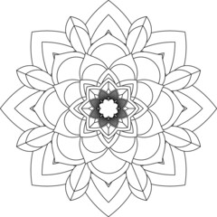 Easy Mandala coloring book simple and basic for beginners, seniors and children. Set of Mehndi flower pattern for Henna drawing and tattoo. Decoration in ethnic oriental, Indian style.