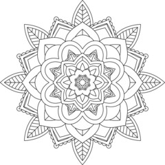 Easy Mandala coloring book simple and basic for beginners, seniors and children. Set of Mehndi flower pattern for Henna drawing and tattoo. Decoration in ethnic oriental, Indian style.