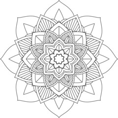 Easy Mandala coloring book simple and basic for beginners, seniors and children. Set of Mehndi flower pattern for Henna drawing and tattoo. Decoration in ethnic oriental, Indian style.
