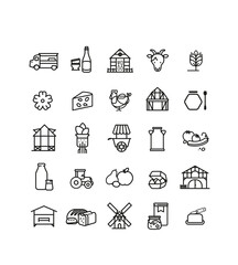 Collection de symboles produits biologiques, producteur local, commerce de proximité, marché produits locaux