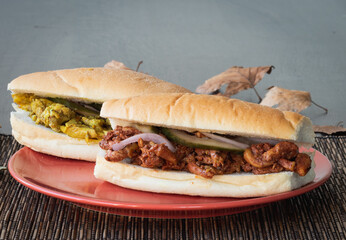 Colorful Indian sandwiches on a table