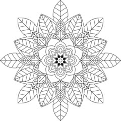 Easy Mandala coloring book simple and basic for beginners, seniors and children. Set of Mehndi flower pattern for Henna drawing and tattoo. Decoration in ethnic oriental, Indian style.