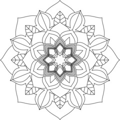 Easy Mandala coloring book simple and basic for beginners, seniors and children. Set of Mehndi flower pattern for Henna drawing and tattoo. Decoration in ethnic oriental, Indian style.