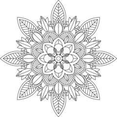Easy Mandala coloring book simple and basic for beginners, seniors and children. Set of Mehndi flower pattern for Henna drawing and tattoo. Decoration in ethnic oriental, Indian style.