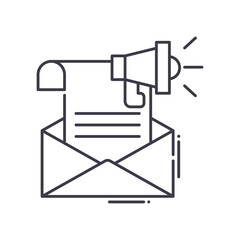 Email marketing plan icon, linear isolated illustration, thin line vector, web design sign, outline concept symbol with editable stroke on white background.