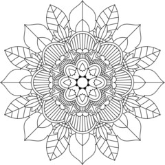 Easy Mandala coloring book simple and basic for beginners, seniors and children. Set of Mehndi flower pattern for Henna drawing and tattoo. Decoration in ethnic oriental, Indian style.