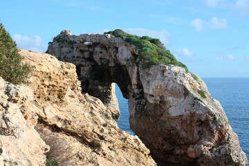 Island scenery, beach, beautiful bay seaside, Balearic Islands, Mallorca, Spain, Mediterranean Sea.