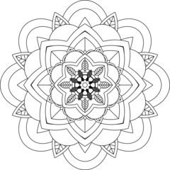Fototapeta premium Easy Mandala coloring book simple and basic for beginners, seniors and children. Set of Mehndi flower pattern for Henna drawing and tattoo. Decoration in ethnic oriental, Indian style.
