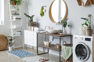 Modern interior of light bathroom