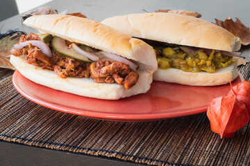 Colorful Indian sandwiches on a table