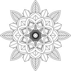 Easy Mandala coloring book simple and basic for beginners, seniors and children. Set of Mehndi flower pattern for Henna drawing and tattoo. Decoration in ethnic oriental, Indian style.