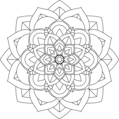Easy Mandala coloring book simple and basic for beginners, seniors and children. Set of Mehndi flower pattern for Henna drawing and tattoo. Decoration in ethnic oriental, Indian style.