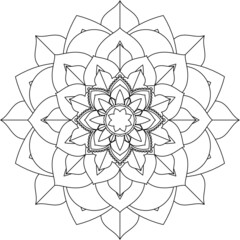 Easy Mandala coloring book simple and basic for beginners, seniors and children. Set of Mehndi flower pattern for Henna drawing and tattoo. Decoration in ethnic oriental, Indian style.