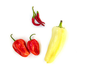 yellow red pepper on a white background, proper nutrition